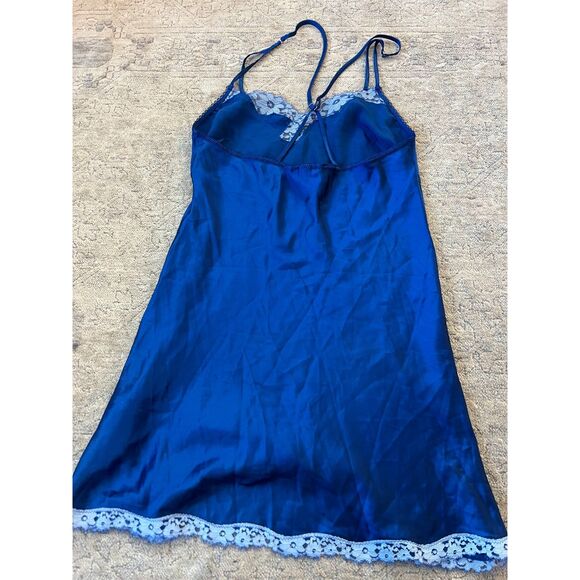 Victoria's Secret Blue Satin Lace Trim Slip Dress S - Picture 4 of 4